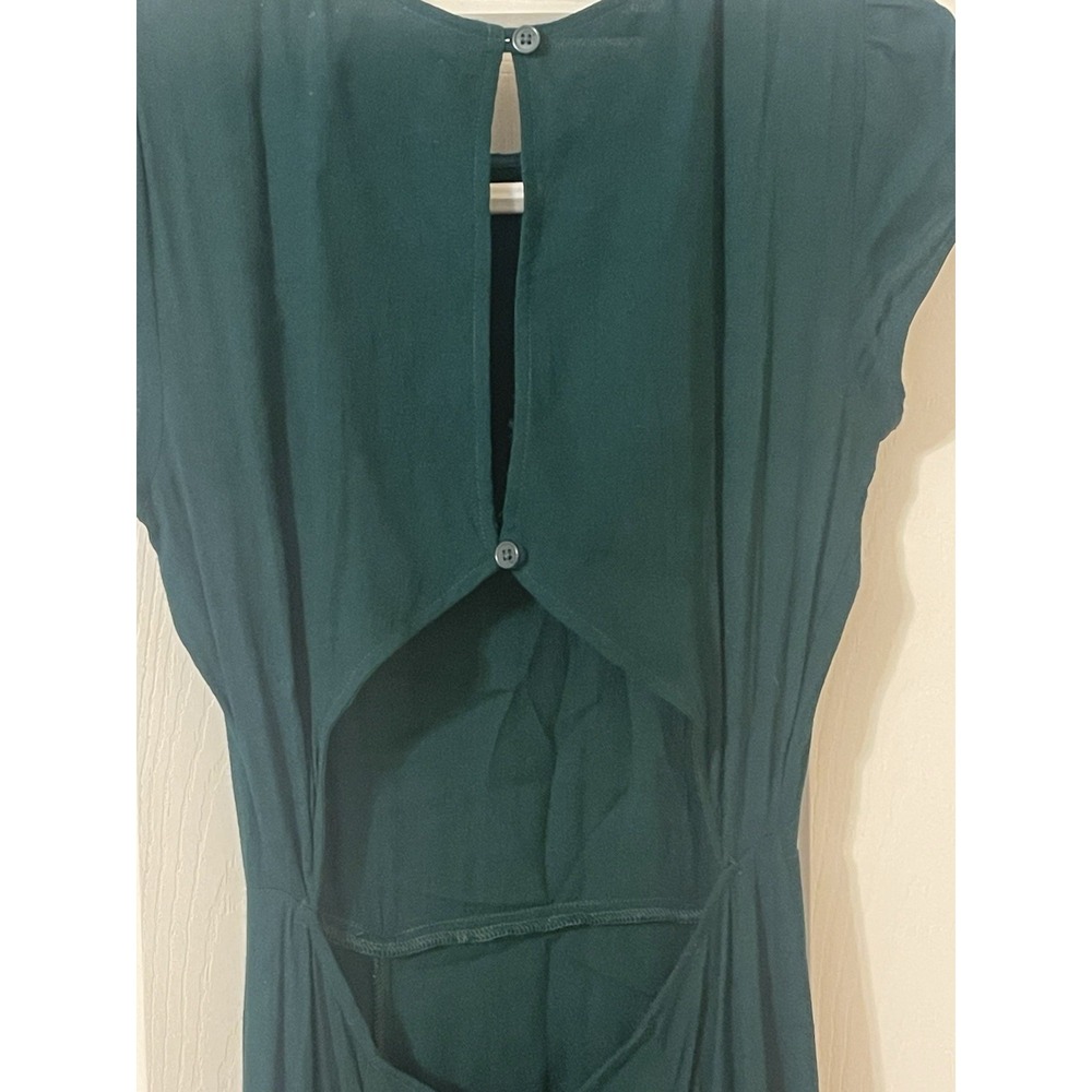 Reformation Gavin in Dark Green Cutout Back Side Slit Crepe Midi Dress  Size 0 - Picture 6 of 13